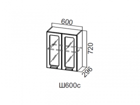 Дополнительный модуль к кухням SV Шкаф навесной со стеклом 600 Ш600с 720x600x296мм 