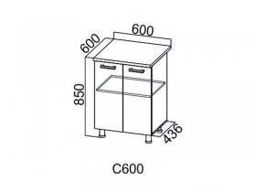 Дополнительный модуль к кухням SV Стол-рабочий 600 С600 850х600х436_600 мм 
