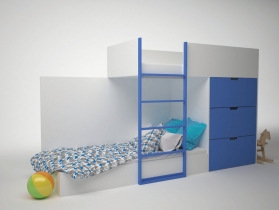 Кровать двухэтажная с комодом Брусника ДМ-К2-1-2 Синяя
