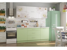 Кухонный гарнитур Флоренс 1600 белый-зеленый