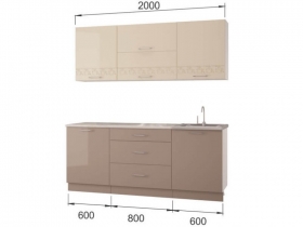 Кухонный гарнитур Латте 2000 ваниль-кофе с молоком