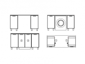 Модуль для установки стиральной машины под общую столешницу МС600 600х716х116 Геометрия