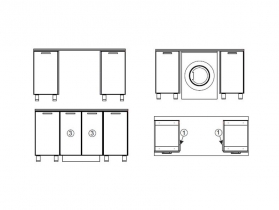 Модуль для установки стиральной машины под общую столешницу МС700 700х716х116 Геометрия