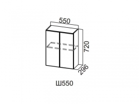 Шкаф навесной 550 Ш550 720х550х296мм Волна
