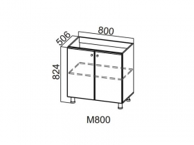 Стол-рабочий 800 под мойку М800 824х800х506-600мм Модерн
