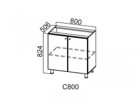 Стол-рабочий 800 С800 824х800х506-600мм Модерн