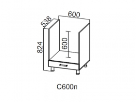 Стол-рабочий под плиту 600 С600п 824х600х538мм Волна