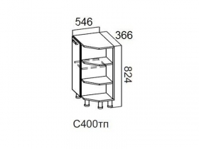 Стол-рабочий торцевой с полкамаи Правый 400 С400тп 824х366х546мм Волна